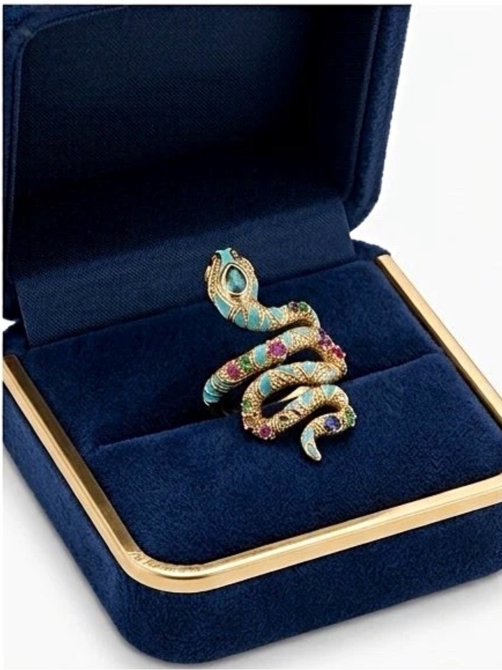 Multicolor Enamel & Crystal Snake Ring - Women's Fashion Jewelry